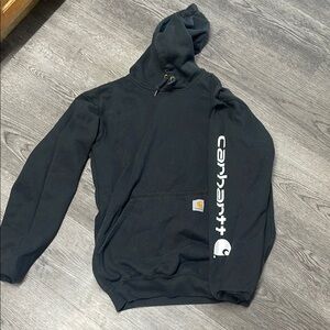 Carhartt Charcoal Hoodie with Sleeve Logo